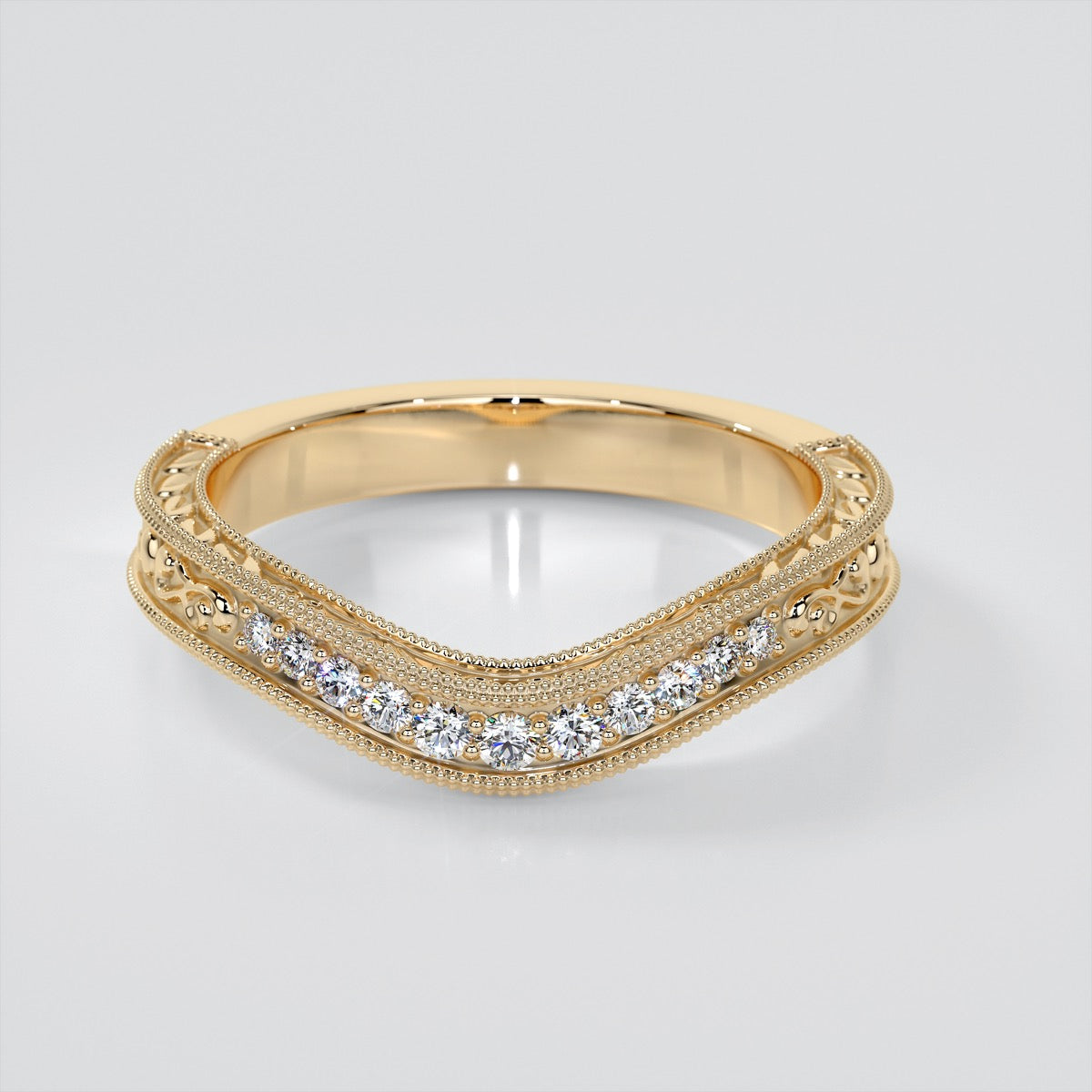 Filigree Cushion Cut Trio Wedding Set