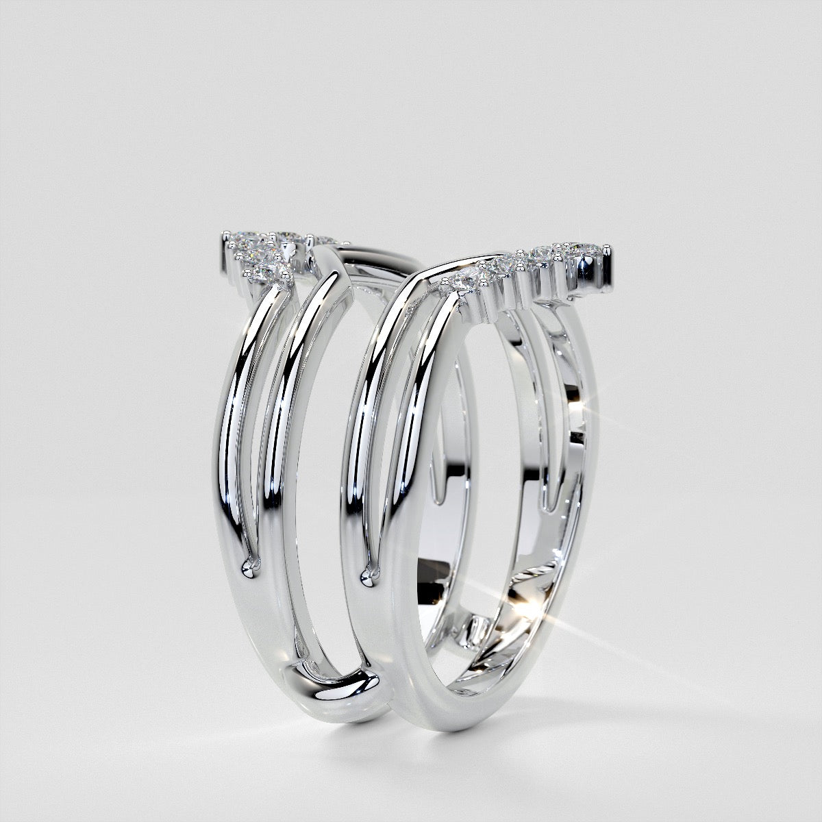 1/4 CTW Chevron Lab-Grown Diamond Ring Guard Wedding Band