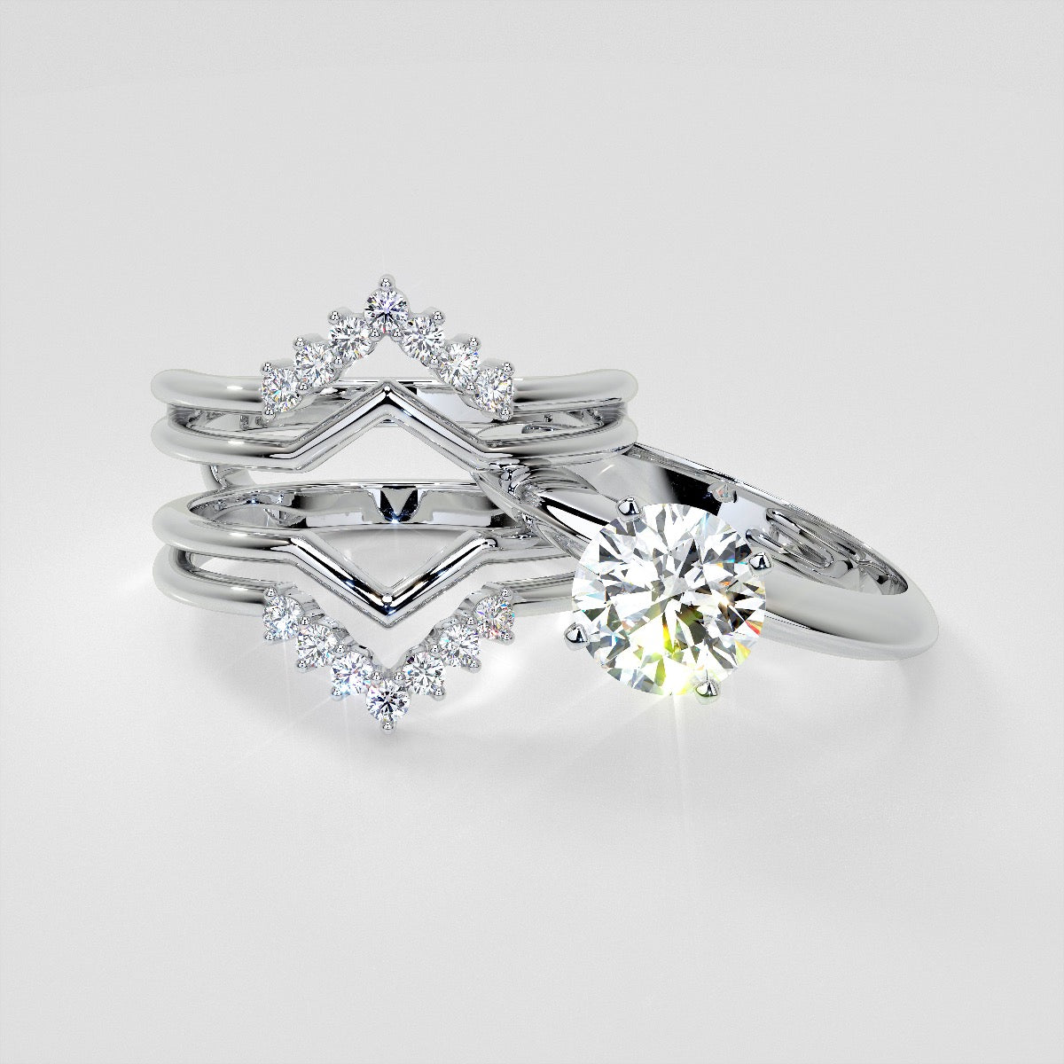 1/4 CTW Chevron Lab-Grown Diamond Ring Guard Wedding Band