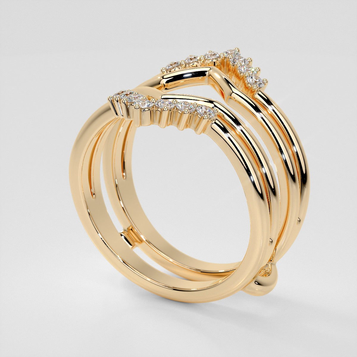 1/4 CTW Chevron Lab-Grown Diamond Ring Guard Wedding Band