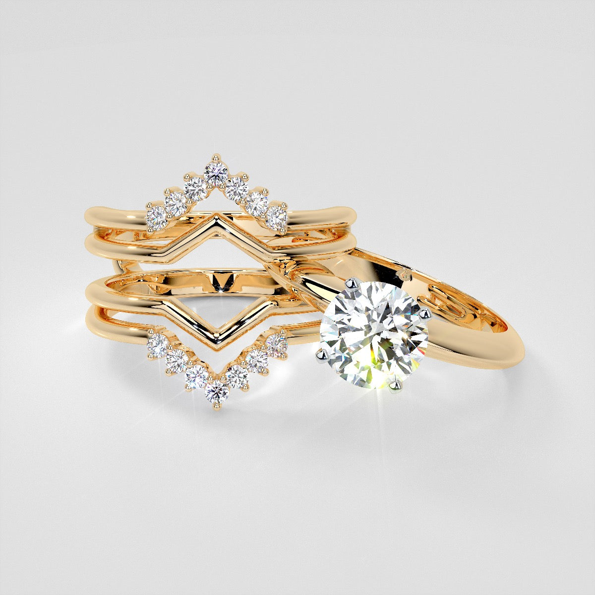 1/4 CTW Chevron Lab-Grown Diamond Ring Guard Wedding Band