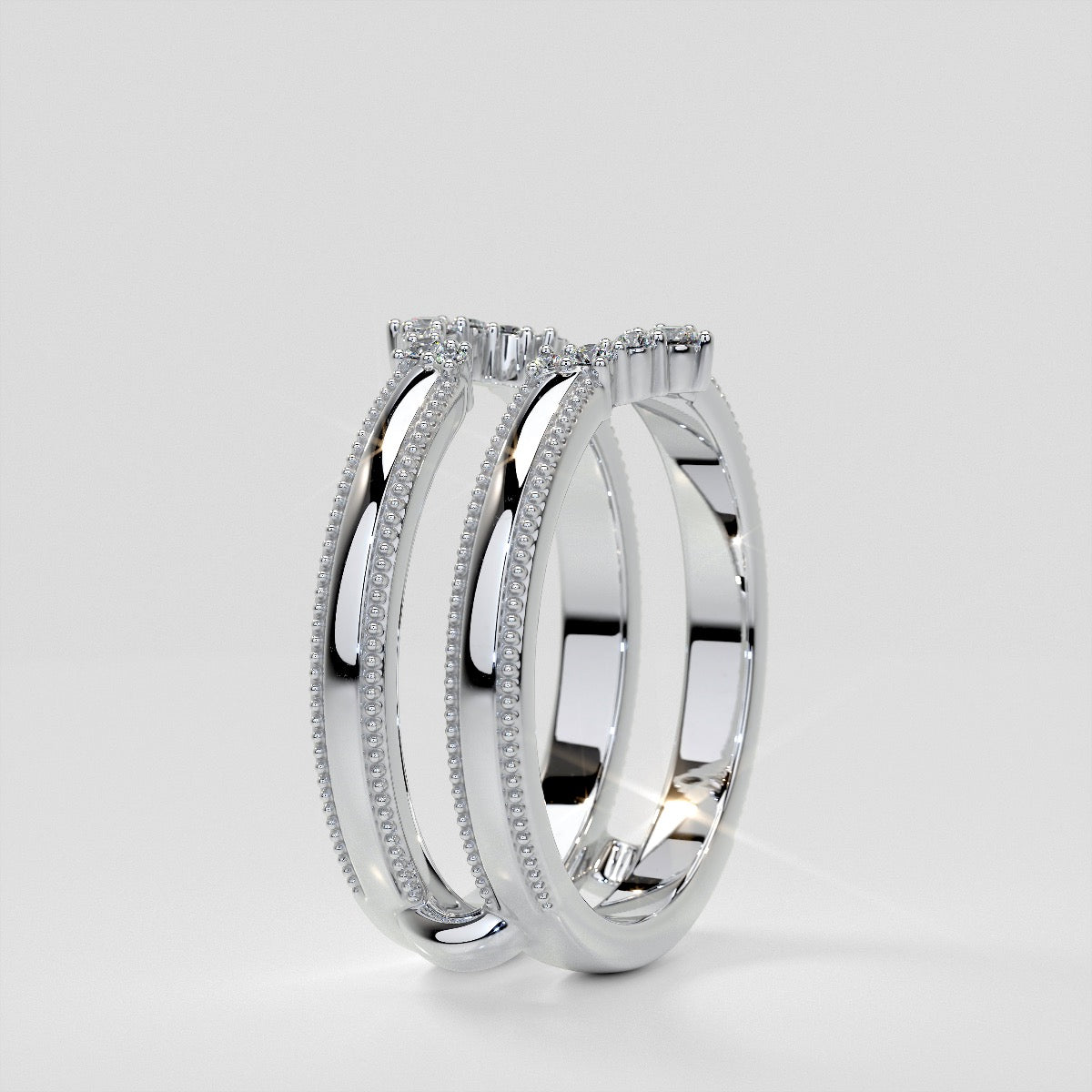 1/6 CTW Starry Nexus Milgrain Ring Guard Wedding Band