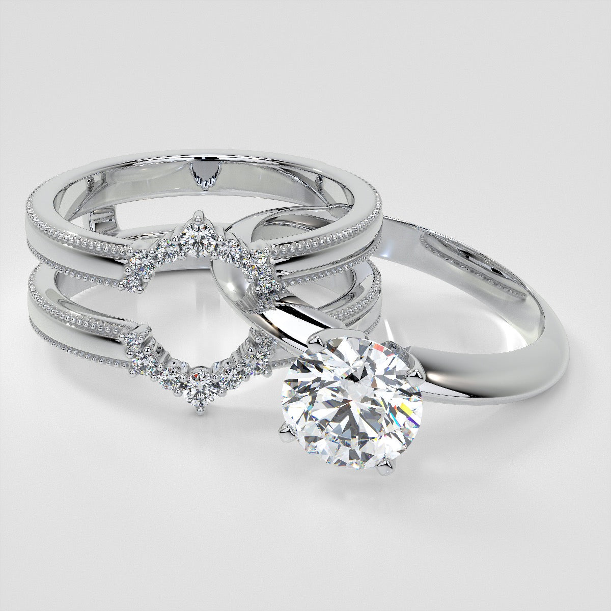 1/6 CTW Starry Nexus Milgrain Ring Guard Wedding Band