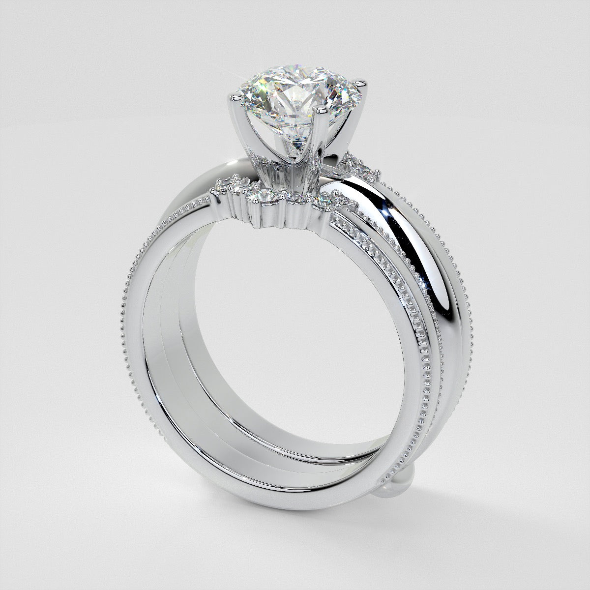 1/6 CTW Starry Nexus Milgrain Ring Guard Wedding Band