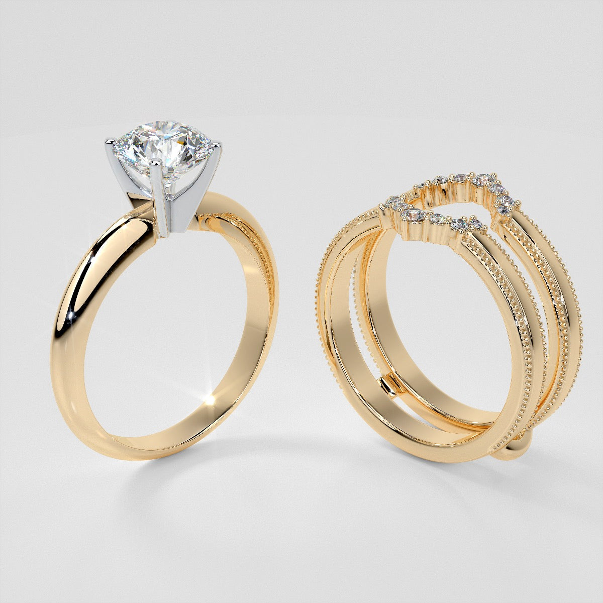 1/6 CTW Starry Nexus Milgrain Ring Guard Wedding Band