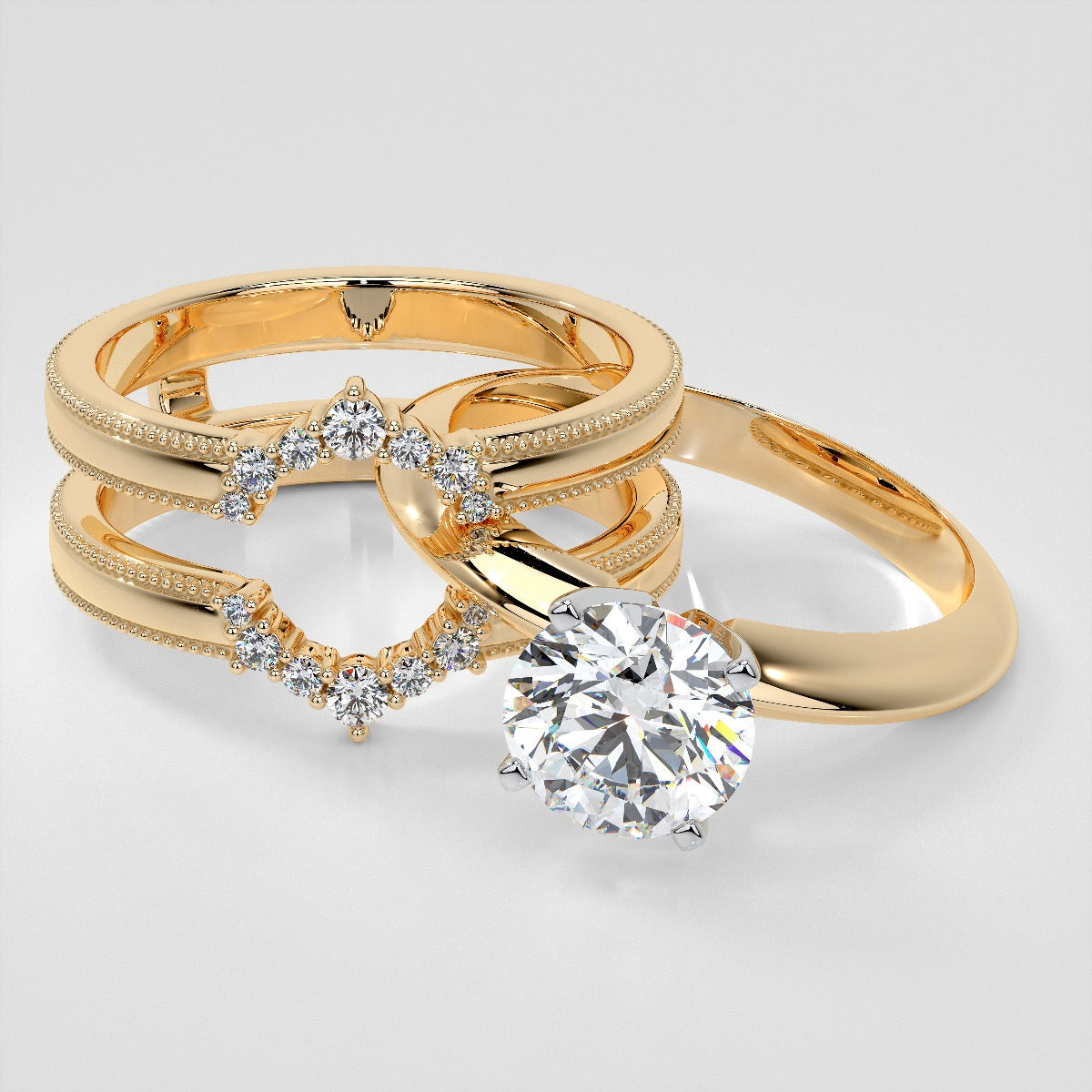 1/6 CTW Starry Nexus Milgrain Ring Guard Wedding Band