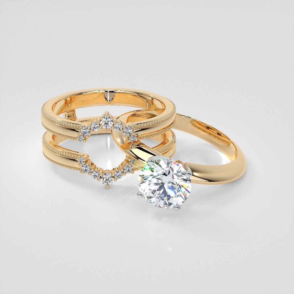 1/6 CTW Starry Nexus Milgrain Ring Guard Wedding Band