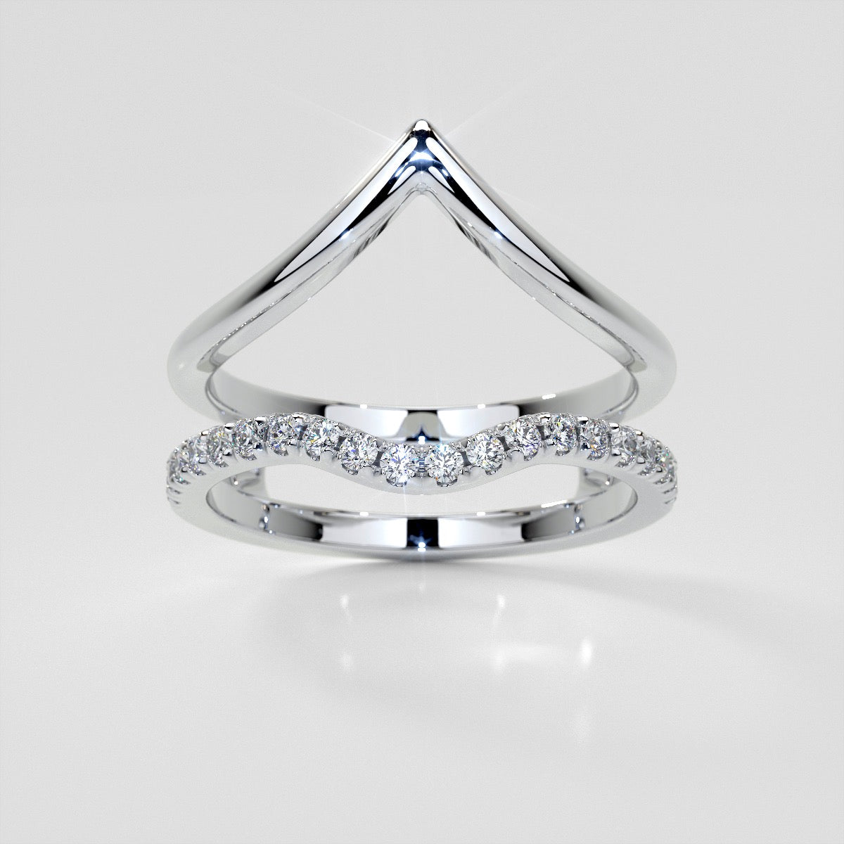 1/4 CTW Lab Grown Diamond Accented V-Shaped Ring Guard Wedding Band