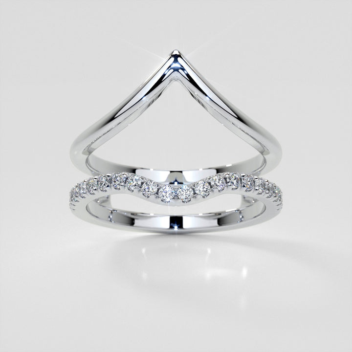 1/4 CTW Lab Grown Diamond Accented V-Shaped Ring Guard Wedding Band