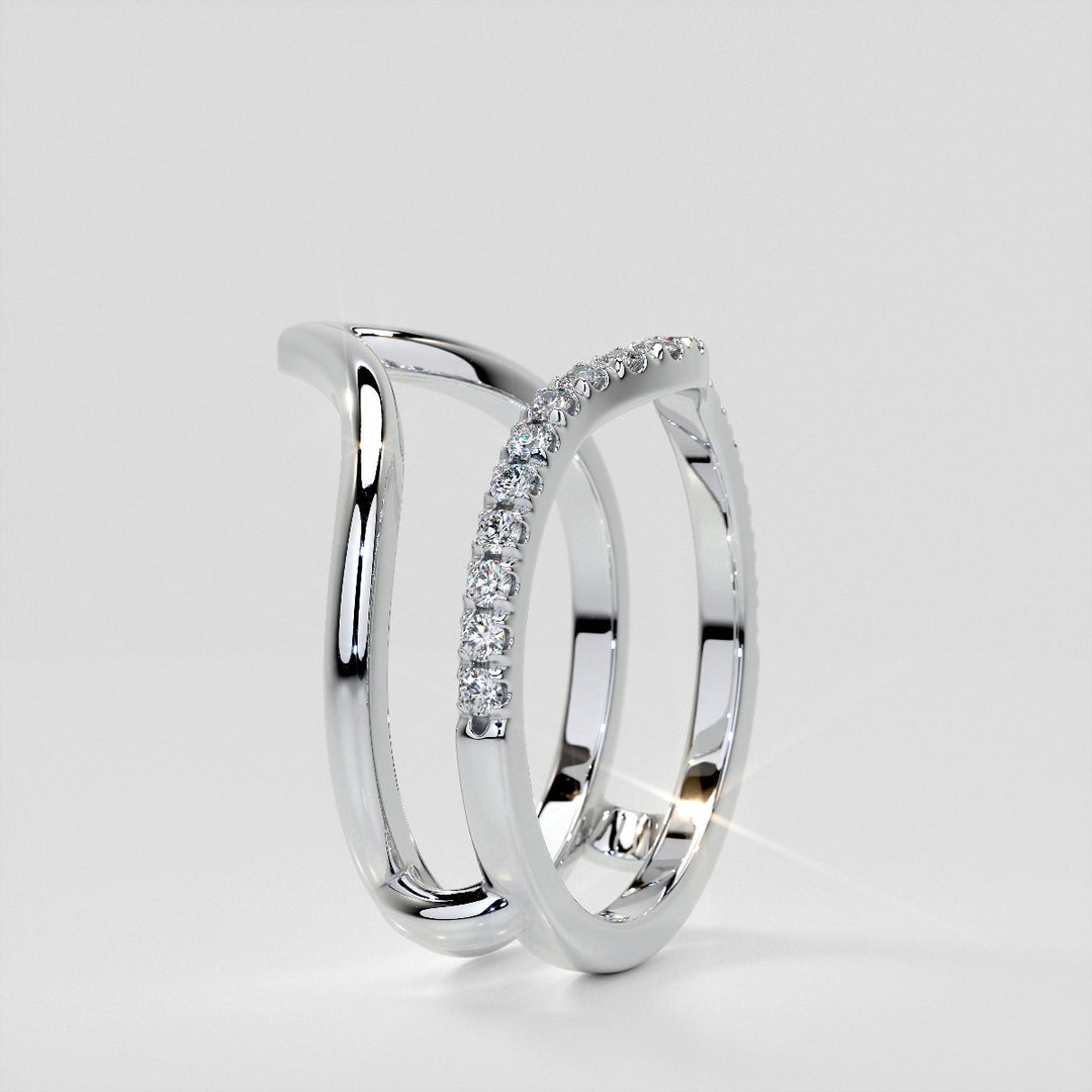 1/4 CTW Lab Grown Diamond Accented V-Shaped Ring Guard Wedding Band