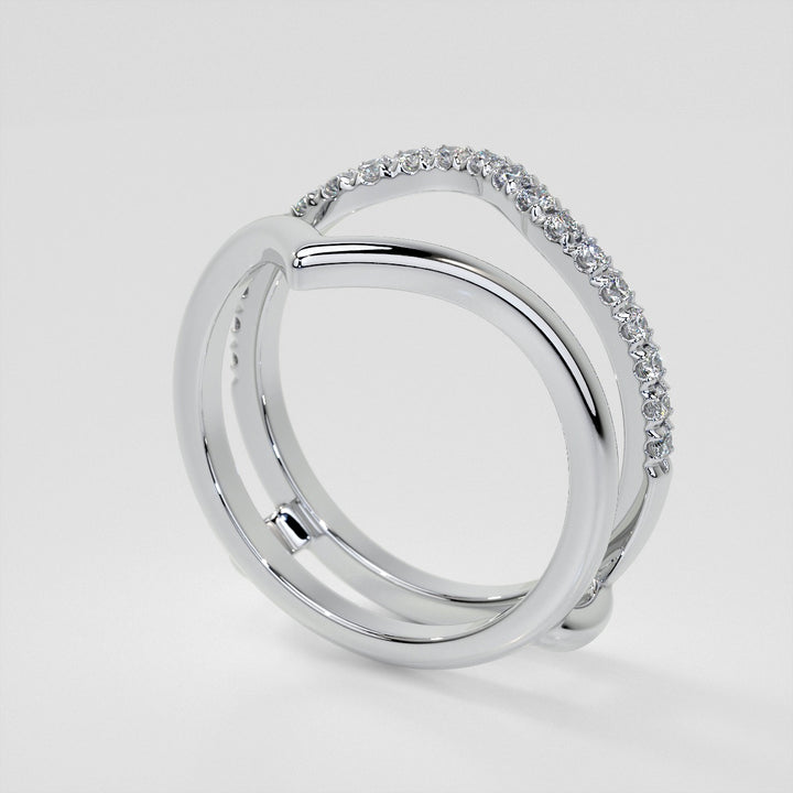 1/4 CTW Lab Grown Diamond Accented V-Shaped Ring Guard Wedding Band