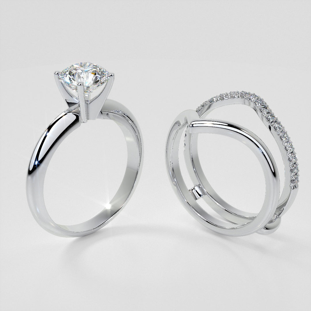 1/4 CTW Lab Grown Diamond Accented V-Shaped Ring Guard Wedding Band