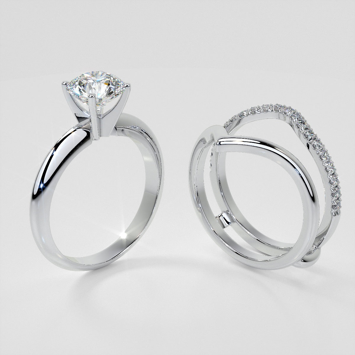 1/4 CTW Lab Grown Diamond Accented V-Shaped Ring Guard Wedding Band