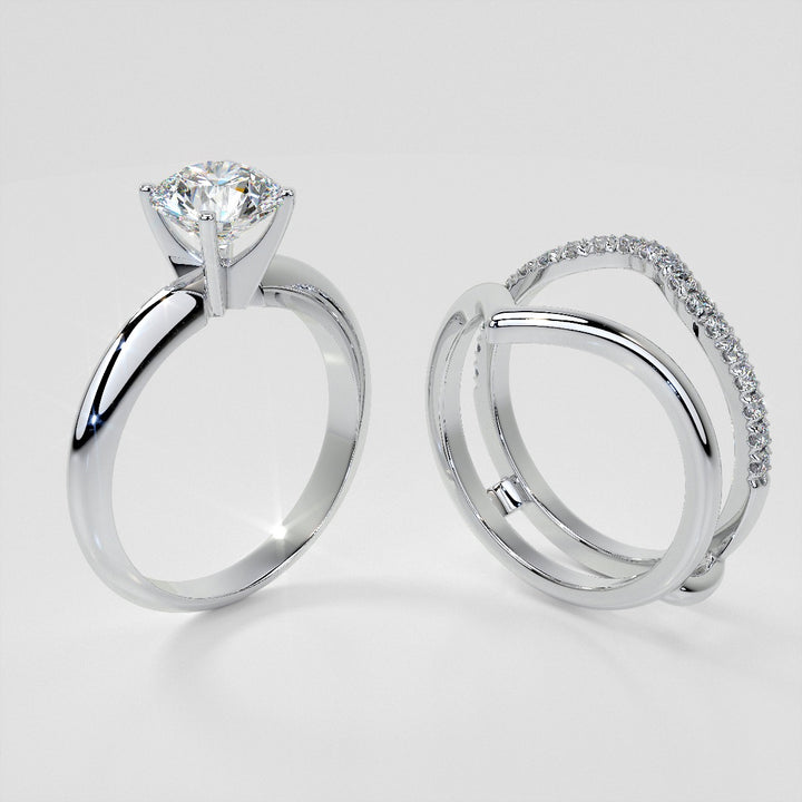 1/4 CTW Lab Grown Diamond Accented V-Shaped Ring Guard Wedding Band