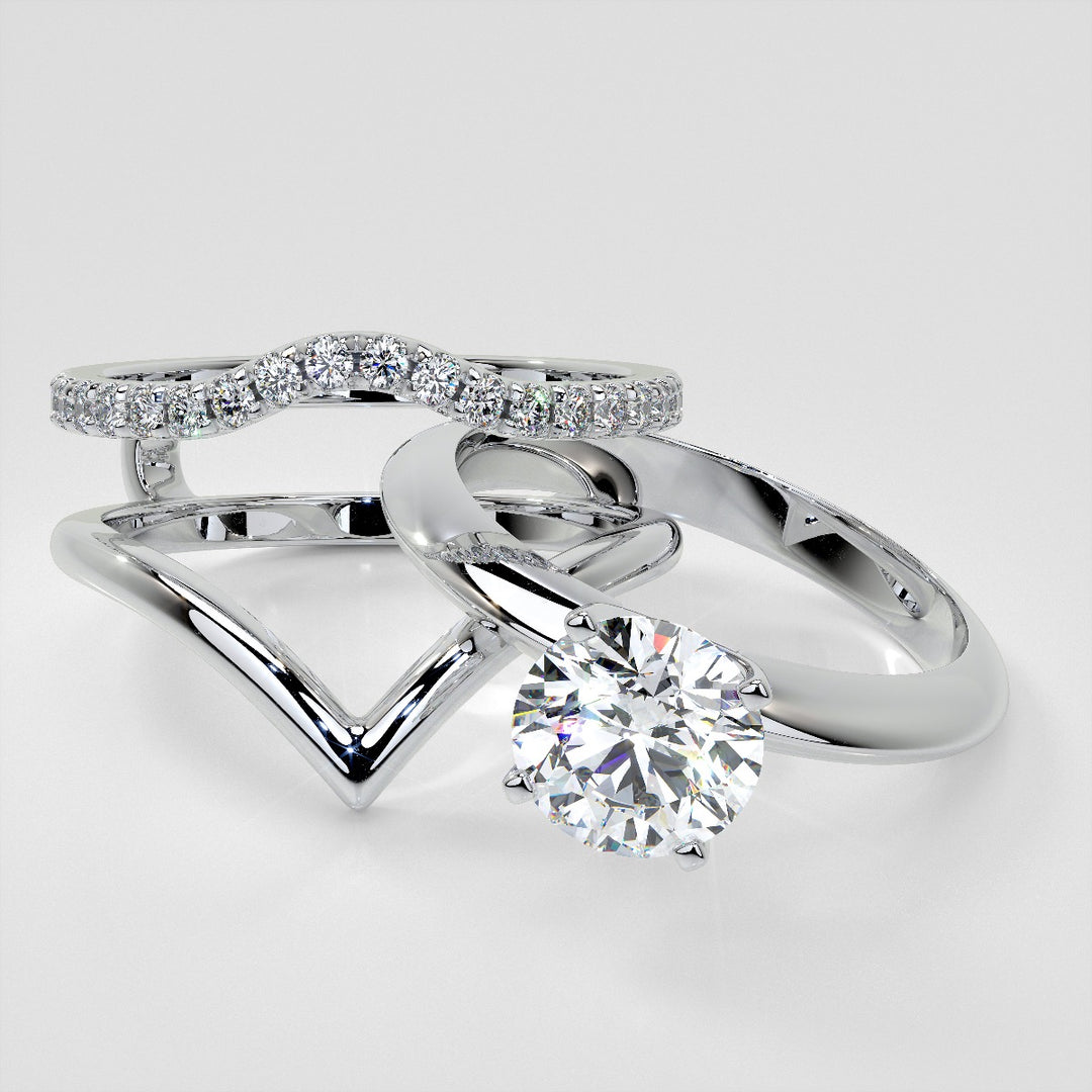 1/4 CTW Lab Grown Diamond Accented V-Shaped Ring Guard Wedding Band