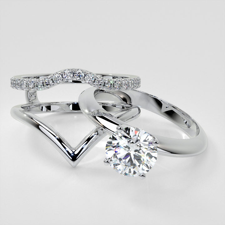 1/4 CTW Lab Grown Diamond Accented V-Shaped Ring Guard Wedding Band