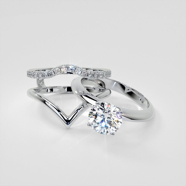 1/4 CTW Lab Grown Diamond Accented V-Shaped Ring Guard Wedding Band