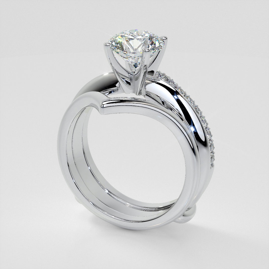 1/4 CTW Lab Grown Diamond Accented V-Shaped Ring Guard Wedding Band