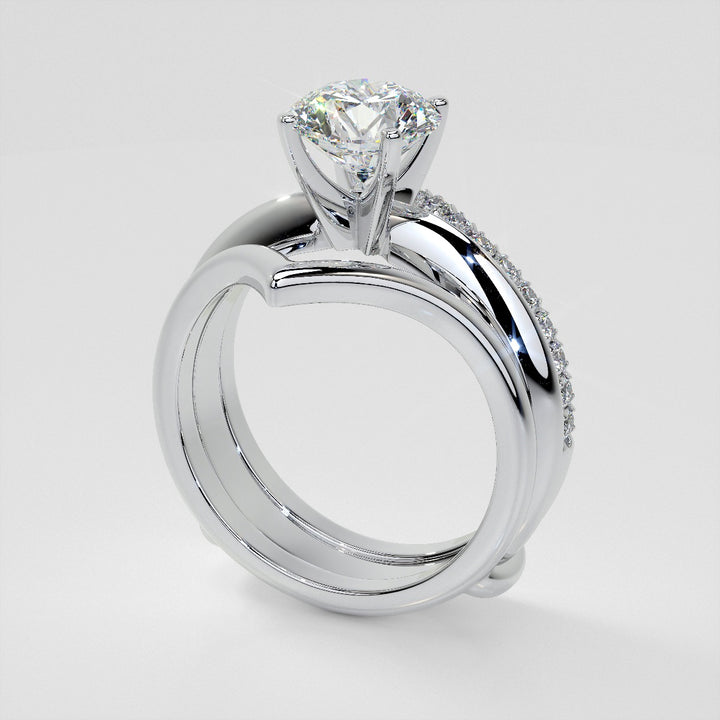 1/4 CTW Lab Grown Diamond Accented V-Shaped Ring Guard Wedding Band