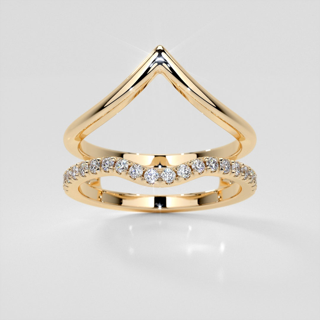 1/4 CTW Lab Grown Diamond Accented V-Shaped Ring Guard Wedding Band