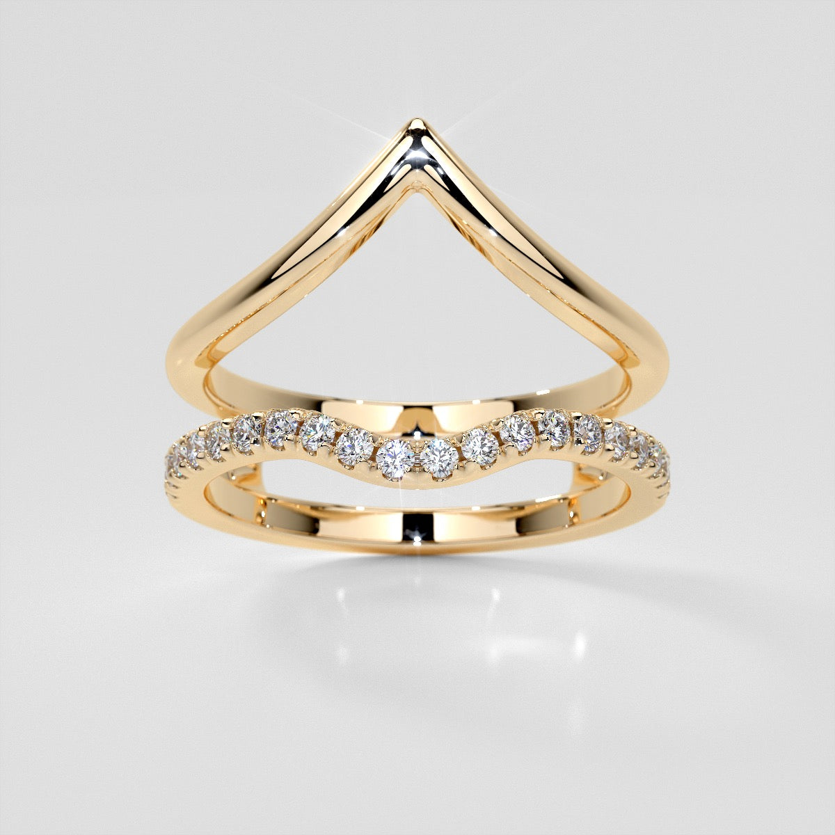 1/4 CTW Lab Grown Diamond Accented V-Shaped Ring Guard Wedding Band