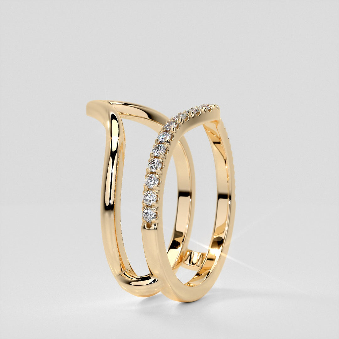 1/4 CTW Lab Grown Diamond Accented V-Shaped Ring Guard Wedding Band