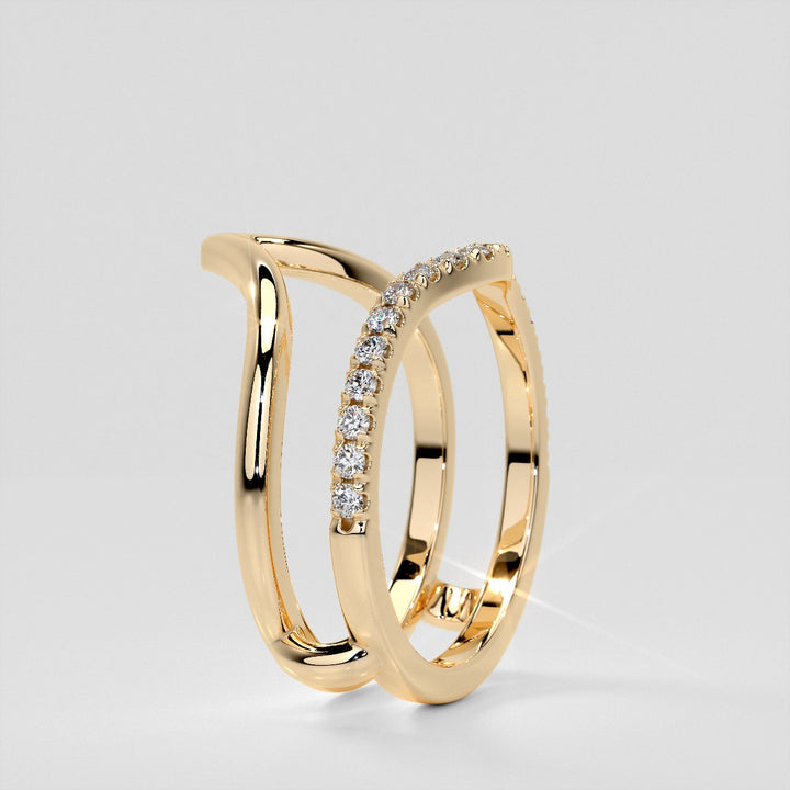 1/4 CTW Lab Grown Diamond Accented V-Shaped Ring Guard Wedding Band