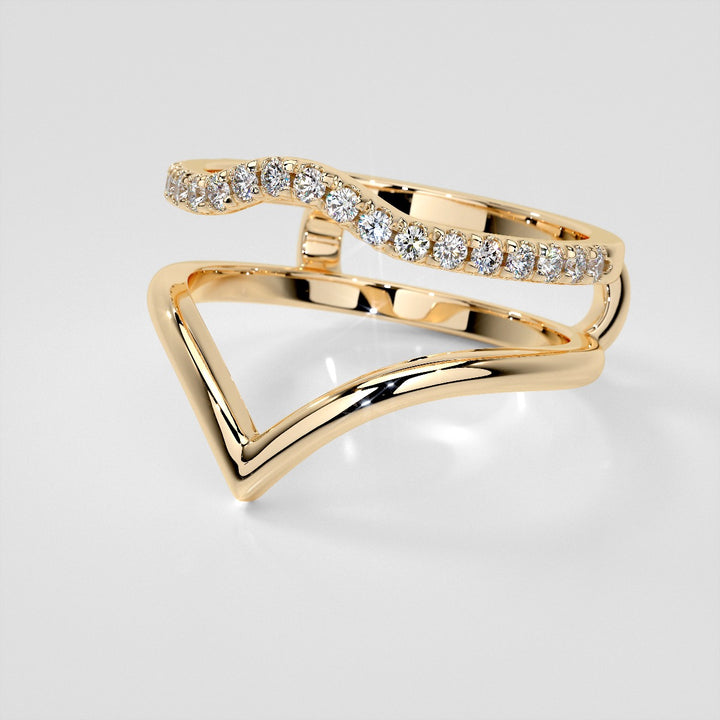 1/4 CTW Lab Grown Diamond Accented V-Shaped Ring Guard Wedding Band