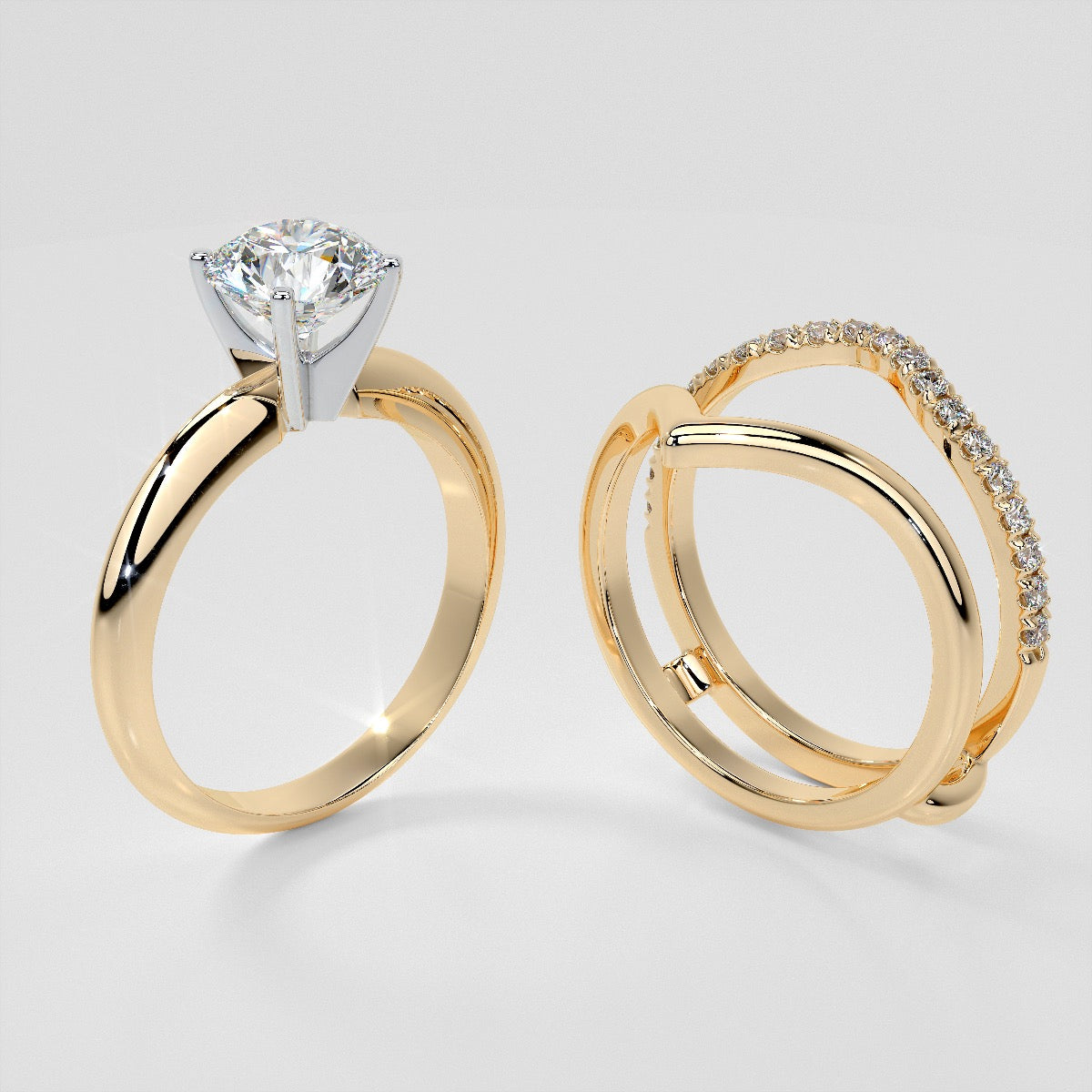 1/4 CTW Lab Grown Diamond Accented V-Shaped Ring Guard Wedding Band