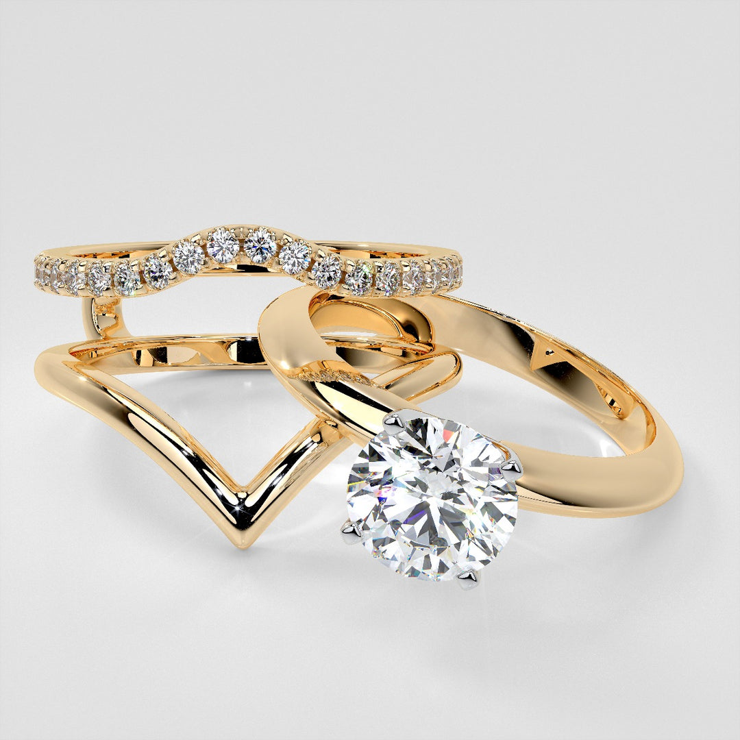 1/4 CTW Lab Grown Diamond Accented V-Shaped Ring Guard Wedding Band