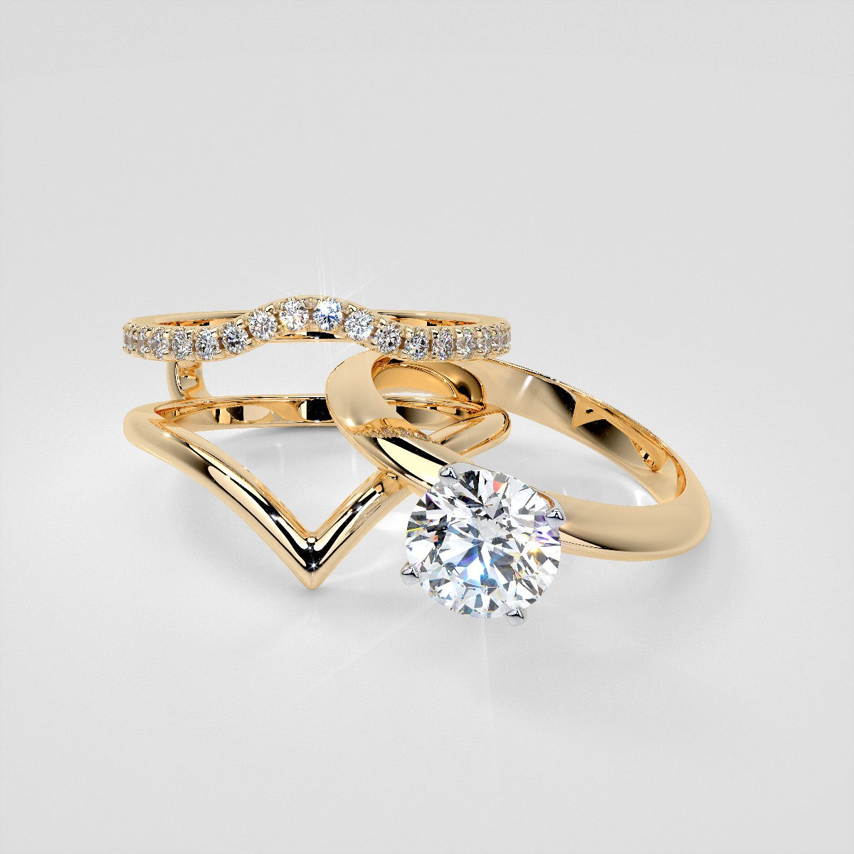 1/4 CTW Lab Grown Diamond Accented V-Shaped Ring Guard Wedding Band