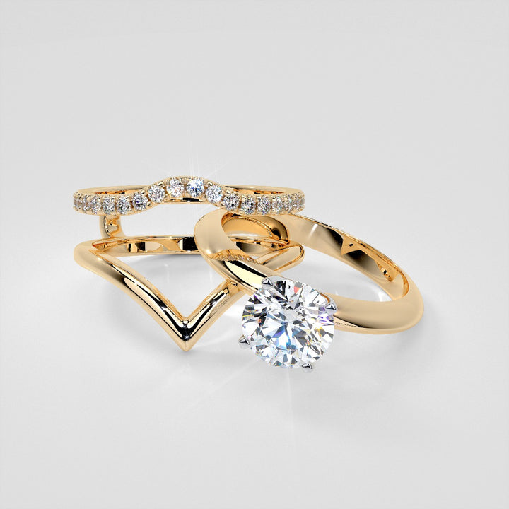 1/4 CTW Lab Grown Diamond Accented V-Shaped Ring Guard Wedding Band