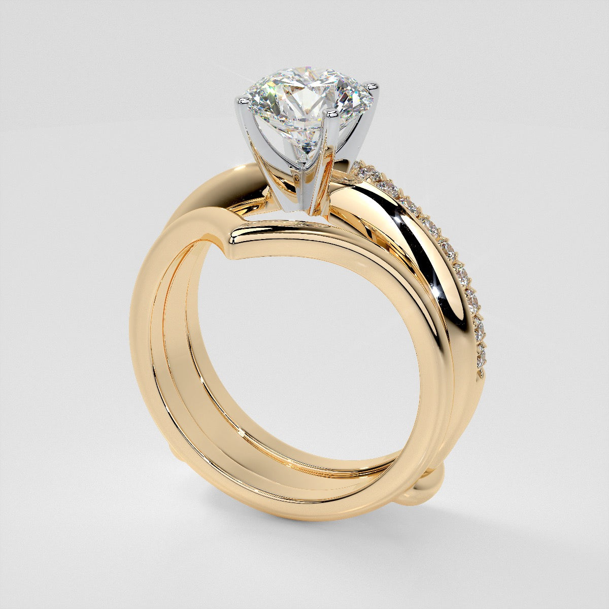 1/4 CTW Lab Grown Diamond Accented V-Shaped Ring Guard Wedding Band