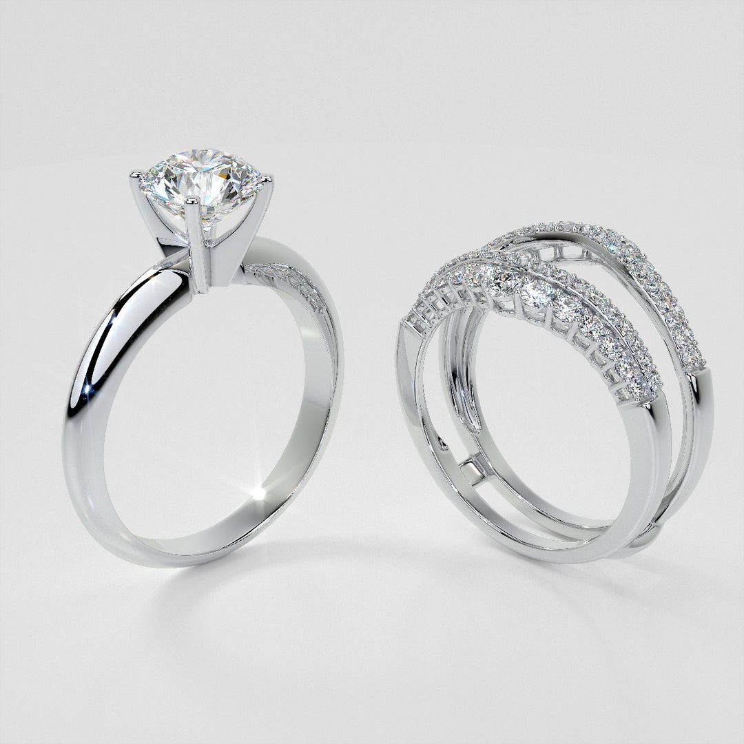 1 CTW Lab Grown Diamond Ring Guard Wedding Band in 14K Gold