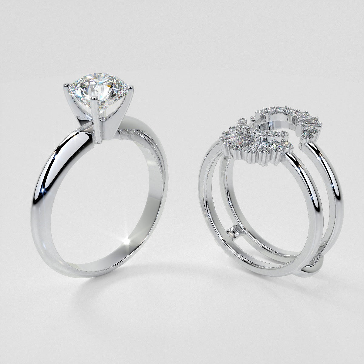 ½ CTW Natural Diamond Vintage Enhancer Ring Guard Wedding Band