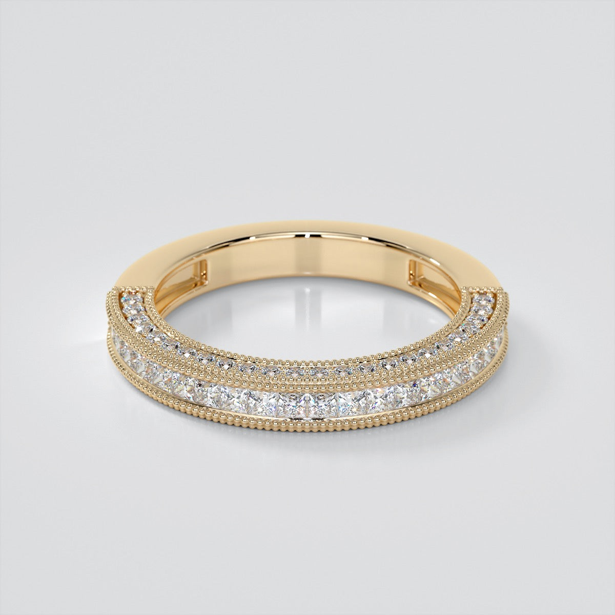 Pavé-Style Double Halo Radiant Cut Wedding Set