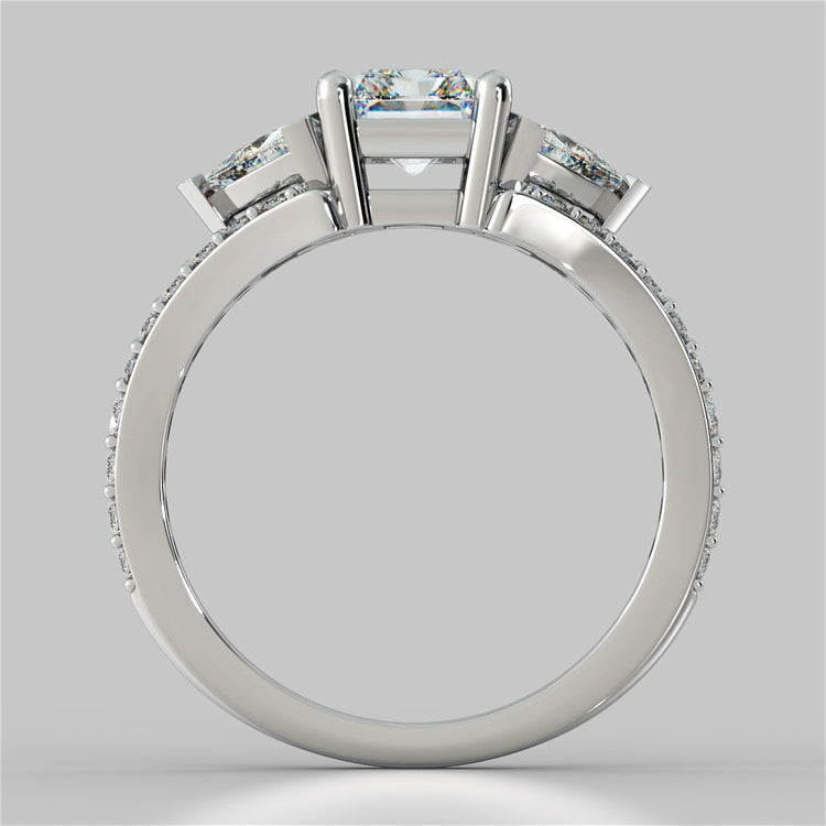 Split Shank 3-Stone Radiant Cut Wedding Set