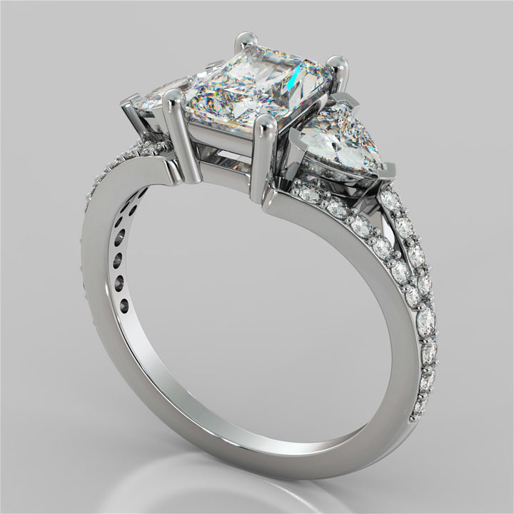 2.68Ct Radiant Cut Split Shank Engagement Ring Available in 14K White Gold