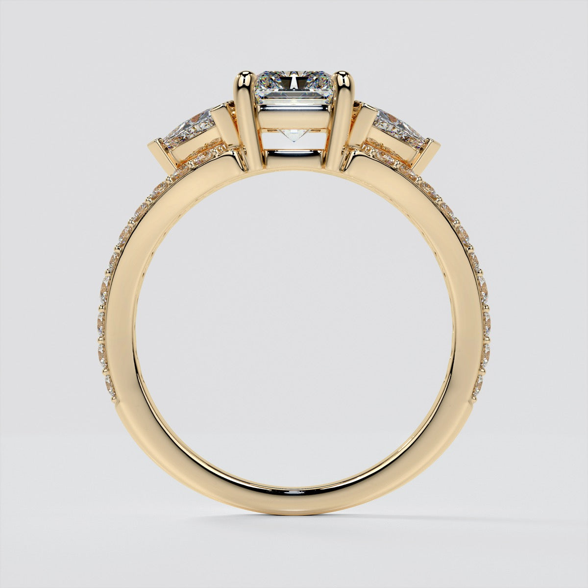 Split Shank 3-Stone Radiant Cut Wedding Set