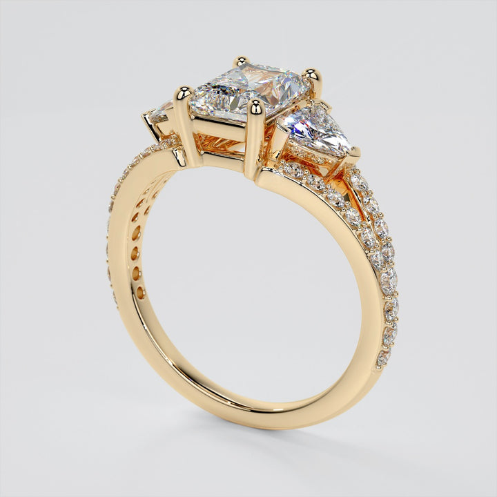 Split Shank 3-Stone Radiant Cut Wedding Set