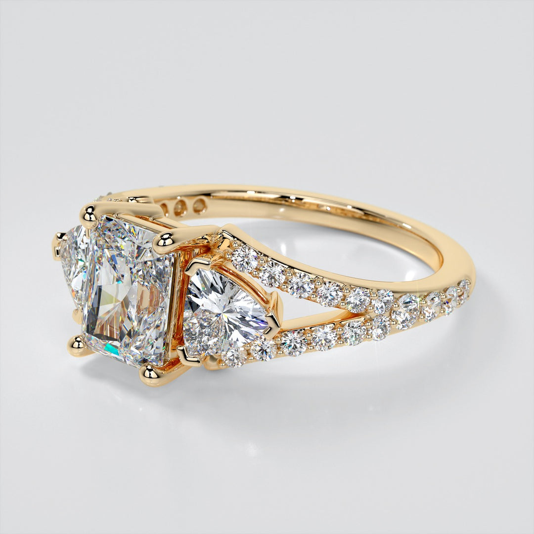 Split Shank 3-Stone Radiant Cut Wedding Set