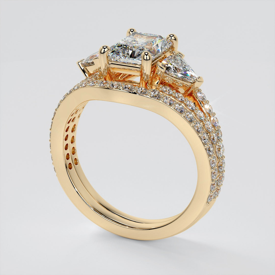 Split Shank 3-Stone Radiant Cut Wedding Set