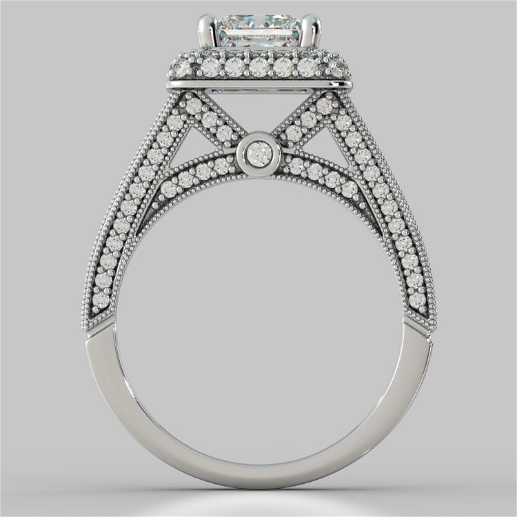 Princess Cut Crisscross Cathedral Engagement Ring