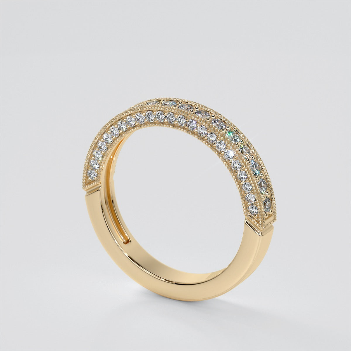 Round Cut Wedding Band with Pavé Style Setting
