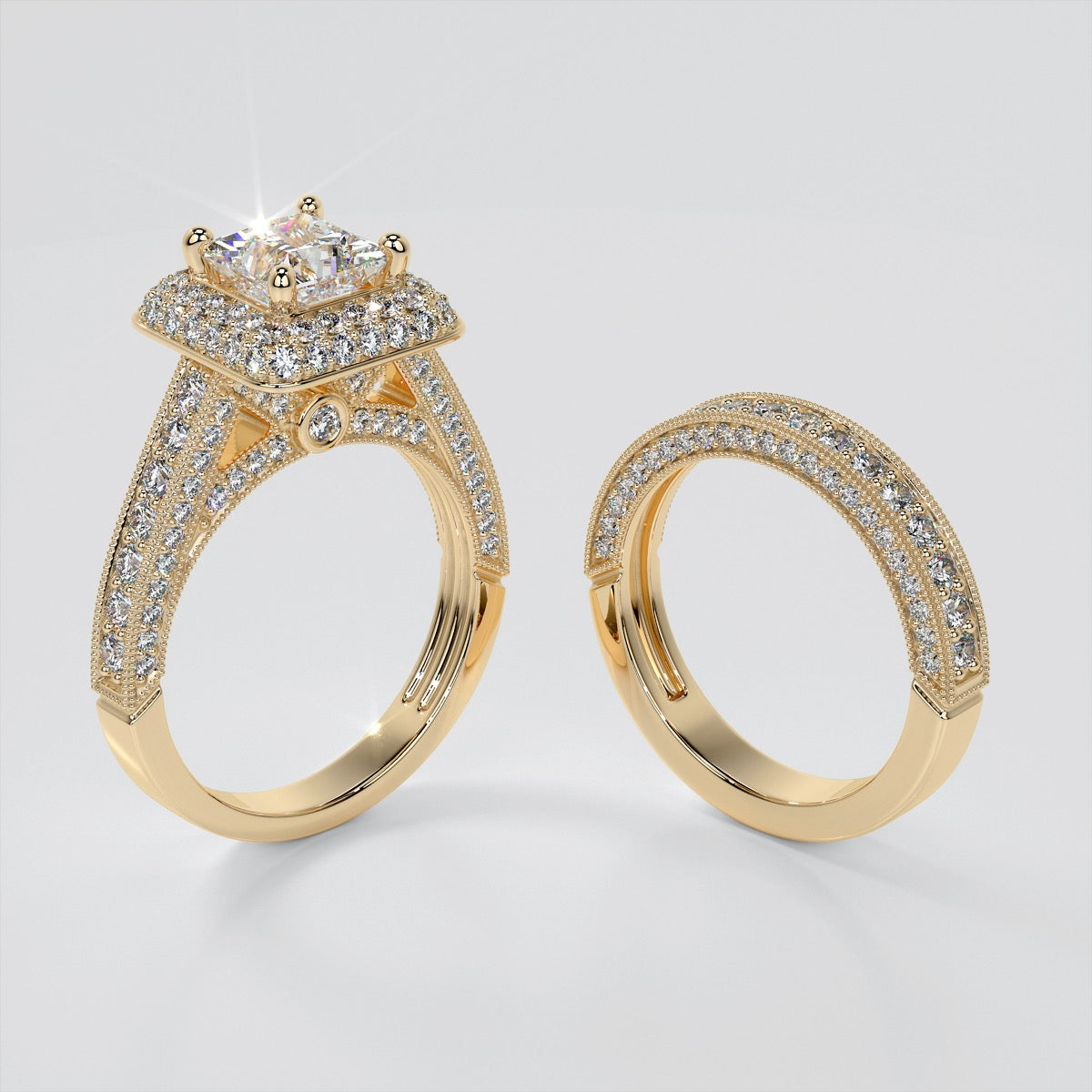 Princess Cut Crisscross Cathedral Engagement Ring
