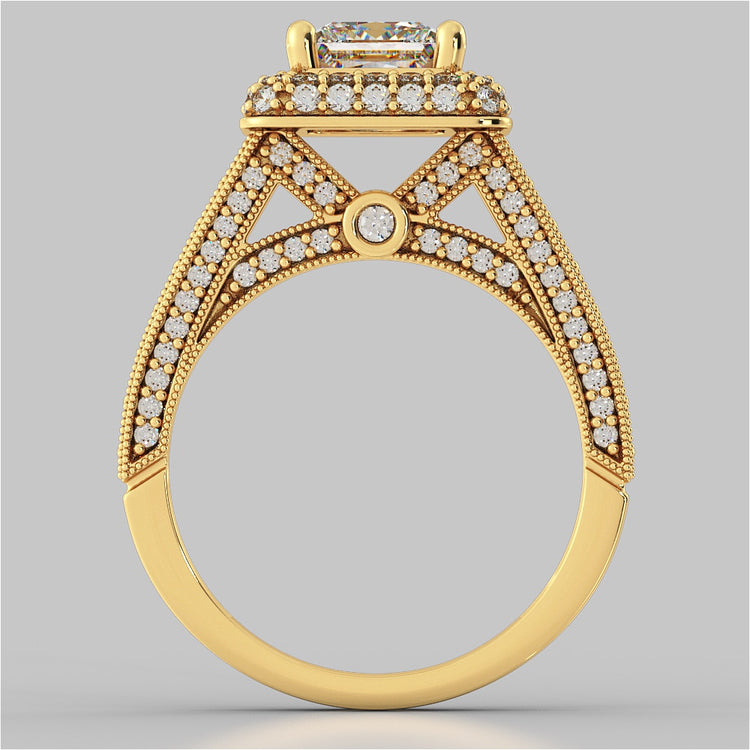 Princess Cut Crisscross Cathedral Engagement Ring