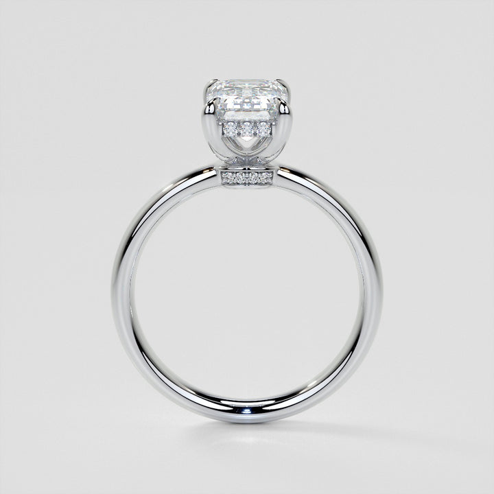 Lab Grown Diamond Emerald Cut Hidden Halo Engagement Ring