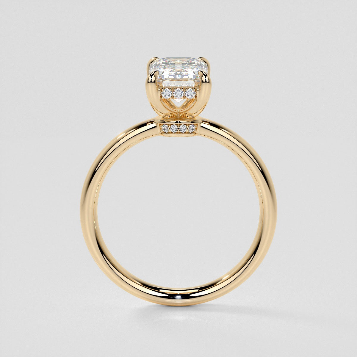 Lab Grown Diamond Emerald Cut Hidden Halo Engagement Ring