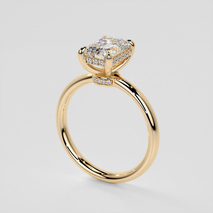 Lab Grown Diamond Emerald Cut Hidden Halo Engagement Ring