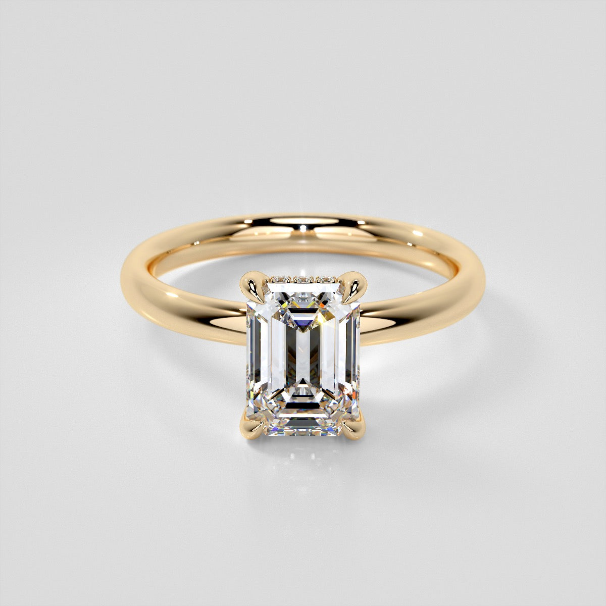 Lab Grown Diamond Emerald Cut Hidden Halo Engagement Ring